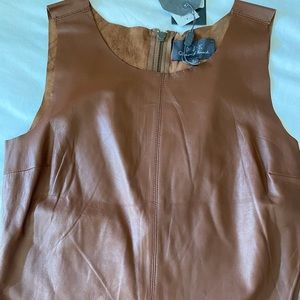 NWT cognac brown leather top. Size small